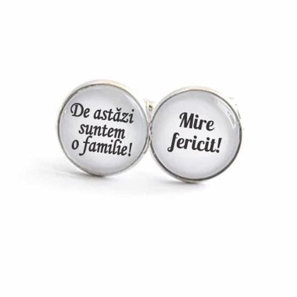 Butoni Personalizati, Mire, Nunta, Argintiu, 18x16 mm, BMN009