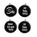 Set Butoni Personalizati, Nas, Mire, Nunta, Argintiu, 18x16 mm, BMN028