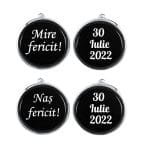 Set Butoni Personalizati, Nas, Mire, Nunta, Argintiu, 18x16 mm, BMN030