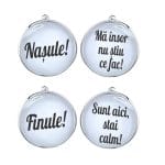 Set Butoni Personalizati, Nas, Mire, Nunta, Argintiu, 18x16 mm, BMN031