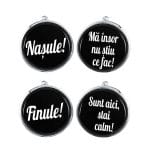 Set Butoni Personalizati, Nas, Mire, Nunta, Argintiu, 18x16 mm, BMN032