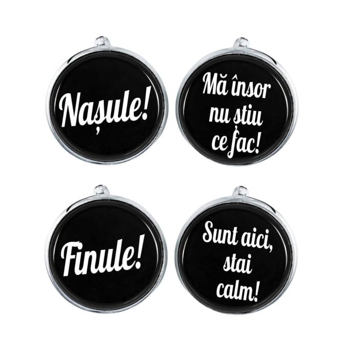 Set Butoni Personalizati, Nas, Mire, Nunta, Argintiu, 18x16 mm, BMN032 - imagine 1