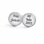 Set Butoni Personalizati, Nas, Mire, Nunta, Argintiu, 18x16 mm, BMN029 - imagine 3