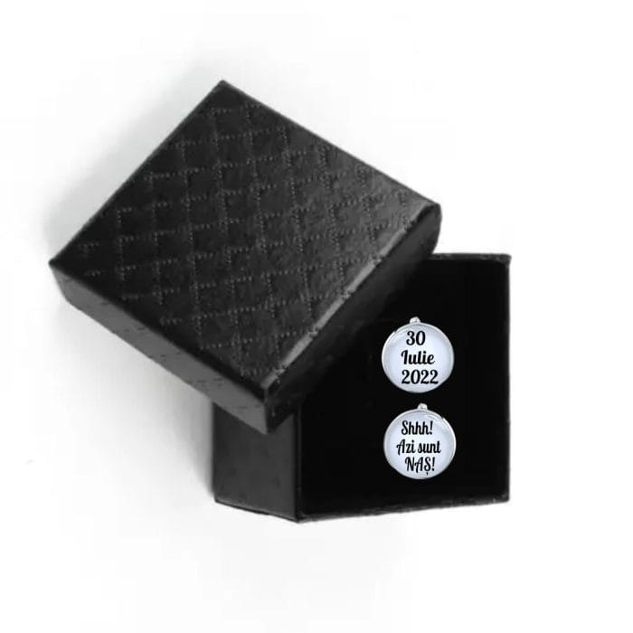 Set Butoni Personalizati, Nas, Mire, Nunta, Argintiu, 18x16 mm, BMN027 - imagine 5