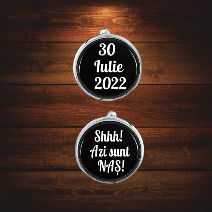 Set Butoni Personalizati, Nas, Mire, Nunta, Argintiu, 18x16 mm, BMN028 - imagine 3