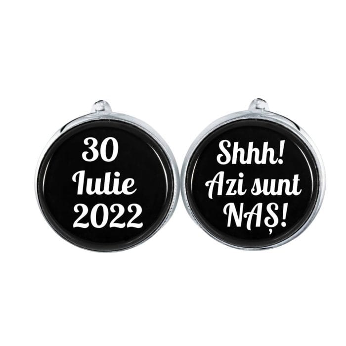 Set Butoni Personalizati, Nas, Mire, Nunta, Argintiu, 18x16 mm, BMN028 - imagine 5