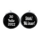Butoni Personalizati, Mire, Nunta, Argintiu, 18x16 mm, BMN002