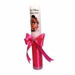 Lumanare Botez, Personalizata, Baby Girl, Family, Roz, 35 cm, LMB012 - imagine 5
