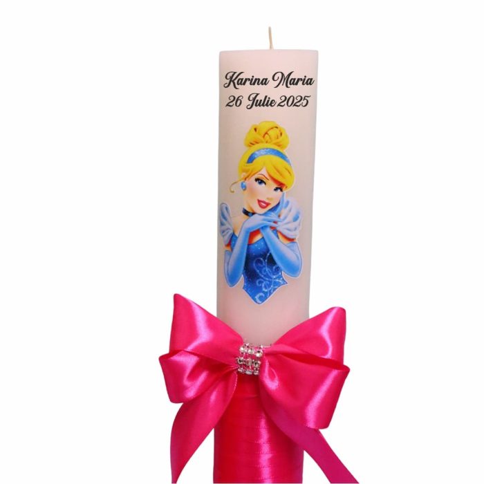 Lumanare Botez, Personalizata, Cenusareasa, Roz, 35 cm, LMB014 - imagine 2