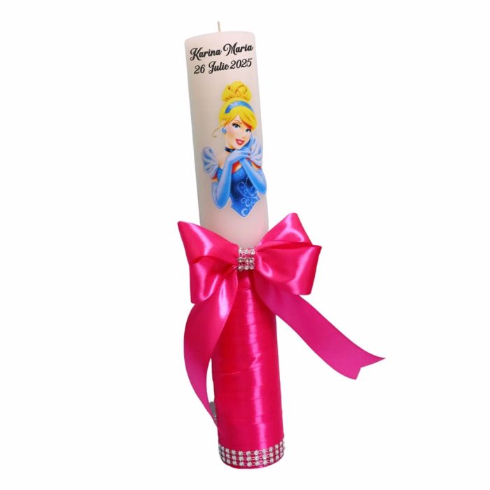 Lumanare Botez, Personalizata, Cenusareasa, Roz, 35 cm, LMB014 - imagine 4