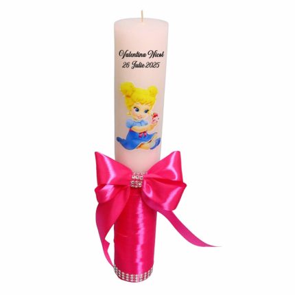 Lumanare Botez, Personalizata, Cenusareasa, Roz, 35 cm, LMB015