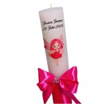 Lumanare Botez, Personalizata, Zana, Roz, 35 cm, LMB019 - imagine 5