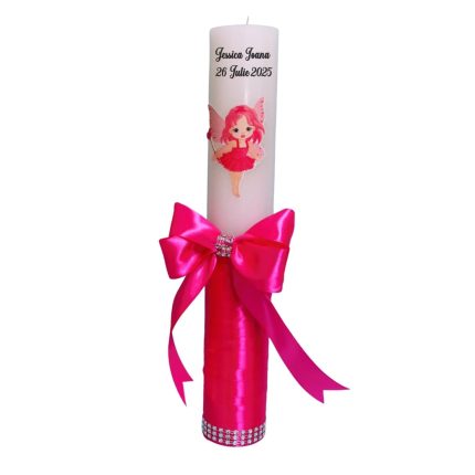 Lumanare Botez, Personalizata, Zana, Roz, 35 cm, LMB019