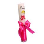 Lumanare Botez, Personalizata, Frumoasa Adormita, Roz, 35 cm, LMB021 - imagine 4