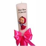 Lumanare Botez, Personalizata, Masha si Ursul, Roz, 35 cm, LMB025 - imagine 5