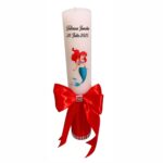 Lumanare Botez, Personalizata, Mica Sirena, Rosu, 35 cm, LMB026 - imagine 5