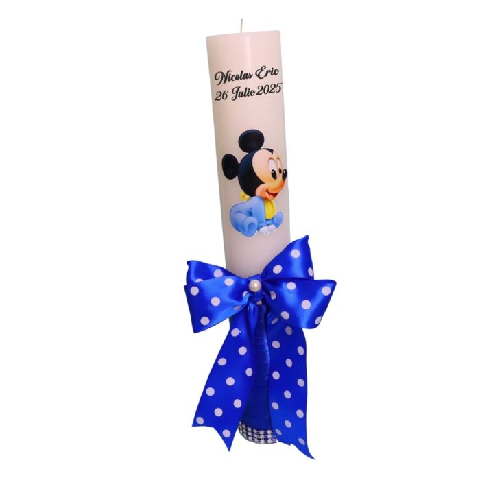 Lumanare Botez, Personalizata, Baby Mickey Mouse, Albastru, 35 cm, LMB028 - imagine 4