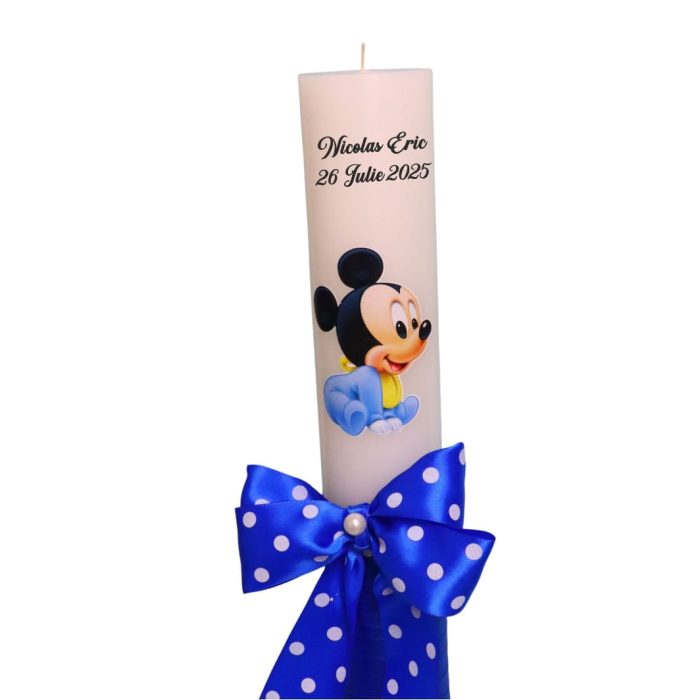 Lumanare Botez, Personalizata, Baby Mickey Mouse, Albastru, 35 cm, LMB028 - imagine 2