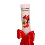 Lumanare Botez, Personalizata, Baby Minnie Mouse, Rosu, 35 cm, LMB036 - imagine 2