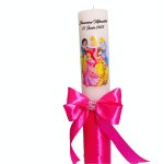 Lumanare Botez, Personalizata, Printesele Disney, Roz, 35 cm, LMB040 - imagine 5