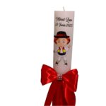 Lumanare Botez, Personalizata, Tematica Traditionala, Rosu, 35 cm, LMB047 - imagine 5