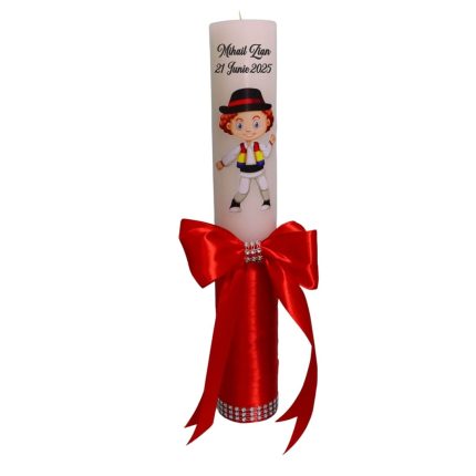 Lumanare Botez, Personalizata, Tematica Traditionala, Rosu, 35 cm, LMB047