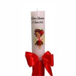 Lumanare Botez, Personalizata, Tematica Traditionala, Rosu, 35 cm, LMB048 - imagine 2