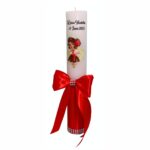 Lumanare Botez, Personalizata, Tematica Traditionala, Rosu, 35 cm, LMB048 - imagine 3