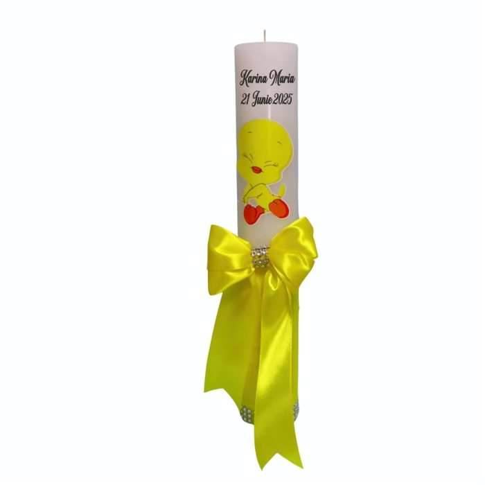 Lumanare Botez, Personalizata, Tweety, Galben, 35 cm, LMB049 - imagine 3