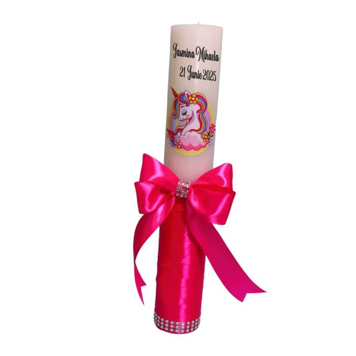Lumanare Botez, Personalizata, Unicorn, Roz, 35 cm, LMB050 - imagine 4