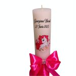 Lumanare Botez, Personalizata, Unicorn, Roz, 35 cm, LMB051 - imagine 2