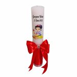 Lumanare Botez, Personalizata, Alba ca zapada, Rosu, 35 cm, LMB054 - imagine 3