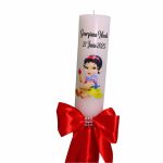 Lumanare Botez, Personalizata, Alba ca zapada, Rosu, 35 cm, LMB054 - imagine 2