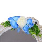 Oglinda Miresei Decorata, Orhidee, Trandafiri, Alb, Albastru, 47 cm, OGLDC002 - imagine 4