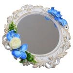 Oglinda Miresei Decorata, Orhidee, Trandafiri, Alb, Albastru, 47 cm, OGLDC002 - imagine 3