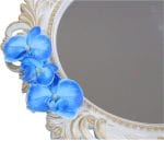 Oglinda Miresei Decorata, Orhidee, Trandafiri, Alb, Albastru, 47 cm, OGLDC002 - imagine 5