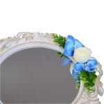 Oglinda Miresei Decorata, Orhidee, Trandafiri, Alb, Albastru, 47 cm, OGLDC002 - imagine 6