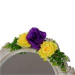 Oglinda Miresei Decorata, Trandafiri, Galben, Mov, 47 cm, OGLDC003 - imagine 4