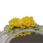 Oglinda Miresei Decorata, Trandafiri, Galben, Mov, 47 cm, OGLDC003 - imagine 3