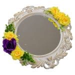 Oglinda Miresei Decorata, Trandafiri, Galben, Mov, 47 cm, OGLDC003 - imagine 2