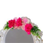 Oglinda Miresei Decorata, Trandafiri, Orhidee, Roz, 47 cm, OGLDC004 - imagine 2