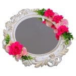 Oglinda Miresei Decorata, Trandafiri, Orhidee, Roz, 47 cm, OGLDC004