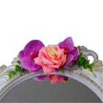 Oglinda Miresei Decorata, Trandafiri, Orhidee, Roz, Mov, 47 cm, OGLDC005 - imagine 3