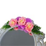 Oglinda Miresei Decorata, Trandafiri, Orhidee, Roz, Mov, 47 cm, OGLDC005 - imagine 2