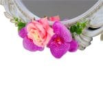 Oglinda Miresei Decorata, Trandafiri, Orhidee, Roz, Mov, 47 cm, OGLDC005 - imagine 5