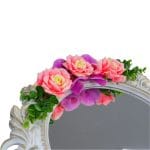 Oglinda Miresei Decorata, Trandafiri, Orhidee, Roz, Mov, 47 cm, OGLDC005 - imagine 6