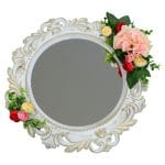 Oglinda Miresei Decorata, Hortensie, Bujori, Roz, Crem, Rosu, 47 cm, OGLDC007