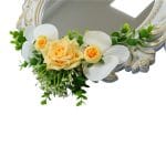 Oglinda Miresei Decorata, Trandafiri, Orhidee, Bujori, Galben, Crem, Alb, 47 cm, OGLDC008 - imagine 2