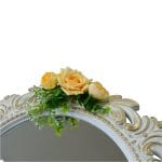Oglinda Miresei Decorata, Trandafiri, Orhidee, Bujori, Galben, Crem, Alb, 47 cm, OGLDC008 - imagine 4