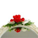 Oglinda Miresei Decorata, Trandafiri, Bujori, Orhidee, Rosu, Alb, 47 cm, OGLDC009 - imagine 3